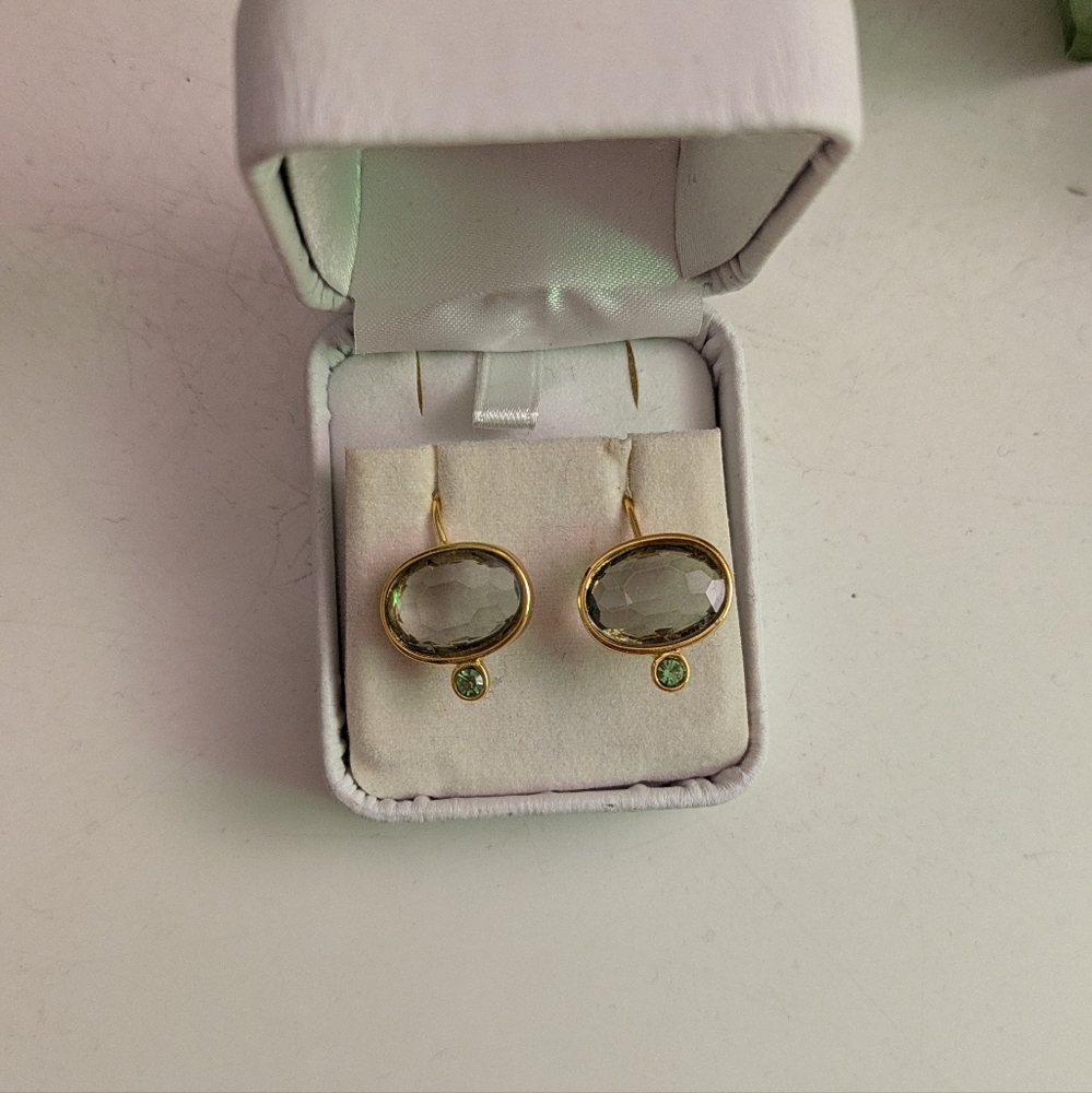 Gold tone pendants with blue / lavender stone tone